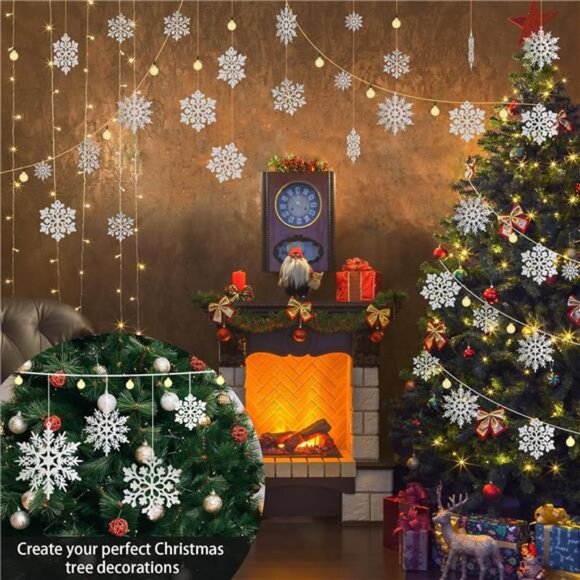 36pcs Snowflakes-Christmas Tree Decorations, Snowflake Ornaments for Tree - Picture 2 of 7